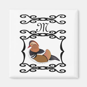 Adsible Mandarin Anka Tecknad Monogram Magnet
