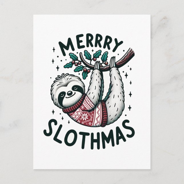 Adsible Merrry Slothmas Vykort (Framsida)