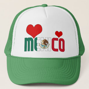 Adsible Mexico Flagga Hearts Patriotic Keps