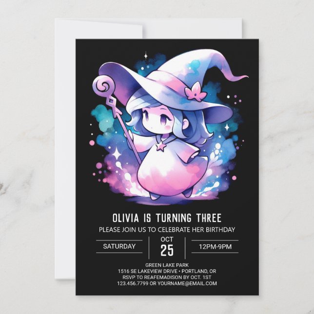 Adsible Minimalist Wizard Birthday Inbjudningar (Framsida)