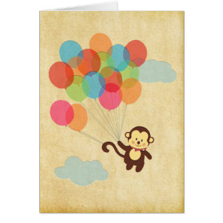 Adsible Monkey Flies Away med ballonger Hälsningskort