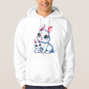 Adsible Mor och Baby Bunny Illustration Hoodie
