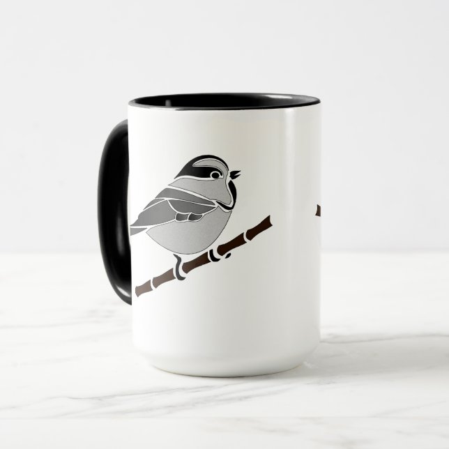 Adsible Mountain Chickadee Bird Illustrated Mugg (Framsida vänster)