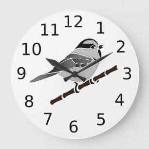 Adsible Mountain Chickadee Bird Illustrated Stor Klocka