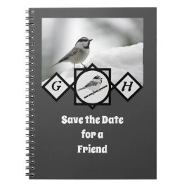 Adsible Mountain Chickadee Monogram Photo Anteckningsbok