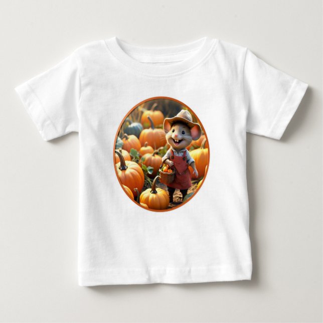 Adsible Mouse with Autumn Pumpkins Shirt T (Framsida)