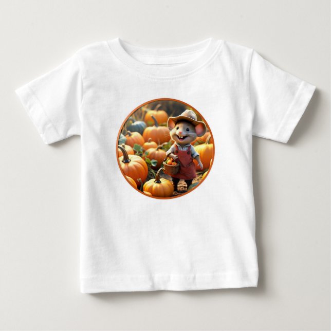 Adsible Mouse with Autumn Pumpkins Shirt T Shirt (Framsida)