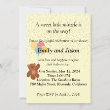 Adsible Nalle Baby Shower-inbjudan