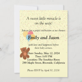 Adsible Nalle Baby Shower-inbjudan Inbjudningar