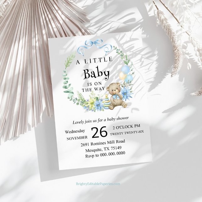 Adsible Nalle Baby Shower-inbjudan Inbjudningar (Skapare uppladdad)