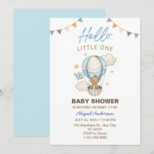 Adsible Nalle Boy Kid Baby Shower-inbjudan