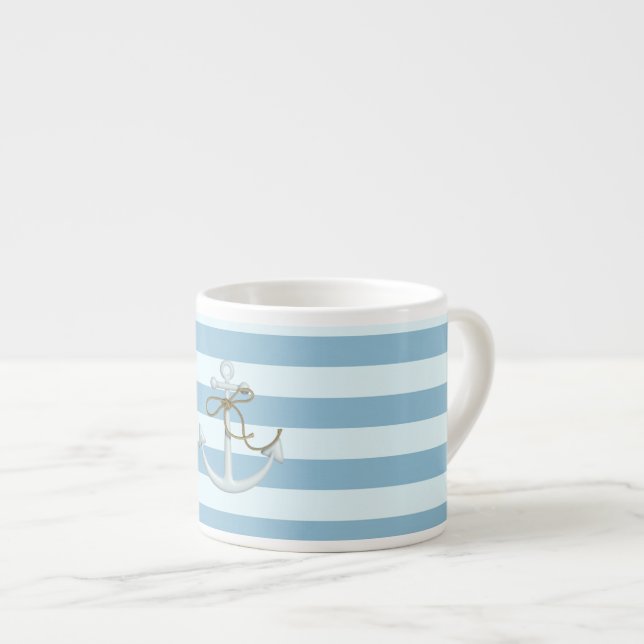 Adsible Nautical Anchor on Light Blue Rand Espressomugg (Framsida höger)