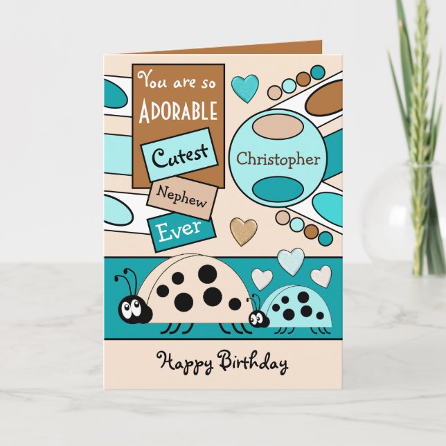 Adsible nephew ladybugs speciell Boy blue Kort (Framsida)