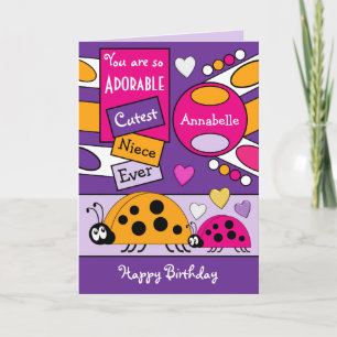 Adsible niece ladybugs speciell Girl lila rosa Kort