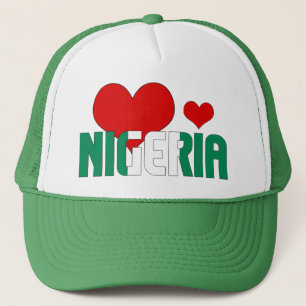 Adsible Nigeria Flagga Hearts Patriotic Keps