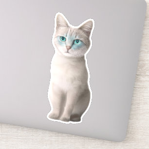Adsible Ojos Azules Cat Sticker - Anpassade Klistermärken