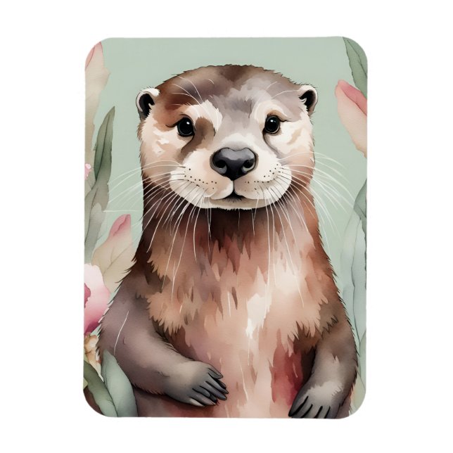 Adsible Otter Boho Watercolor Magnet (Vertikal)