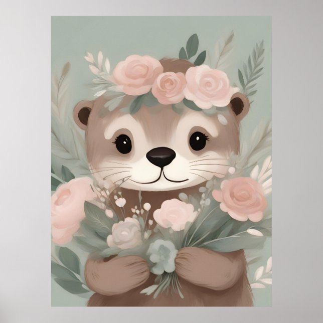 Adsible Otter Boho Watercolor Poster (Framsidan)