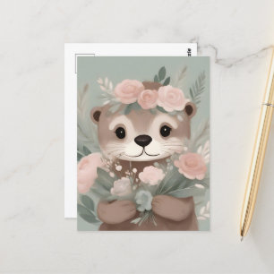 Adsible Otter Boho Watercolor Vykort