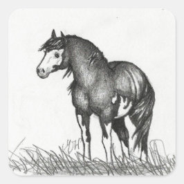 Adsible Paint Horse Stickers Fyrkantigt Klistermärke