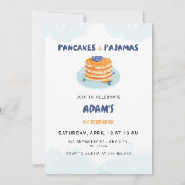 Adsible Pancakes and Pajamas Birthday Inbjudningar