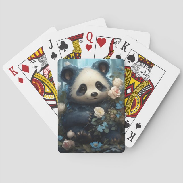 Adsible Panda Bear and Flowers Casinokort (Baksidan)