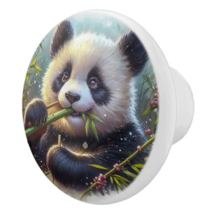 Adsible Panda Bear Eating Bamboo Knopp