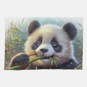 Adsible Panda Bear Eating Bamboo Kökshandduk
