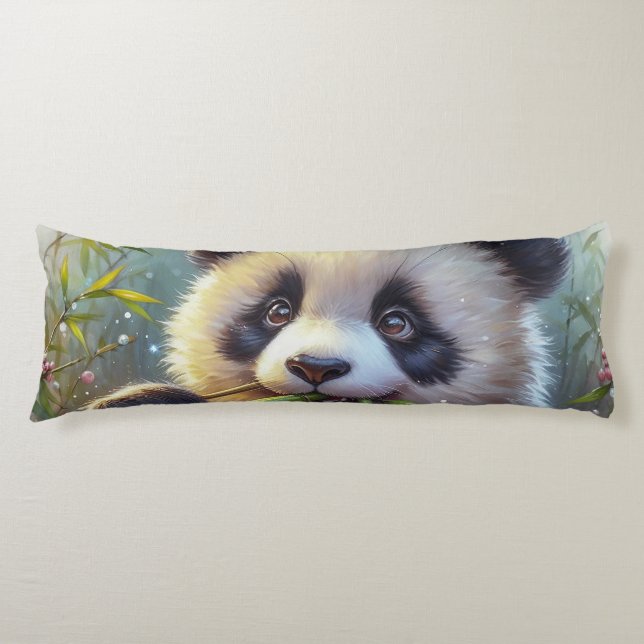 Adsible Panda Bear Eating Bamboo Kroppskudde (Framsidan)