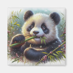 Adsible Panda Bear Eating Bamboo Magnet