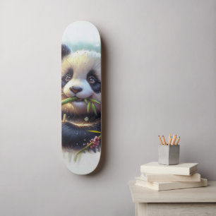 Adsible Panda Bear Eating Bamboo Mini Skateboard Bräda 18,5 Cm