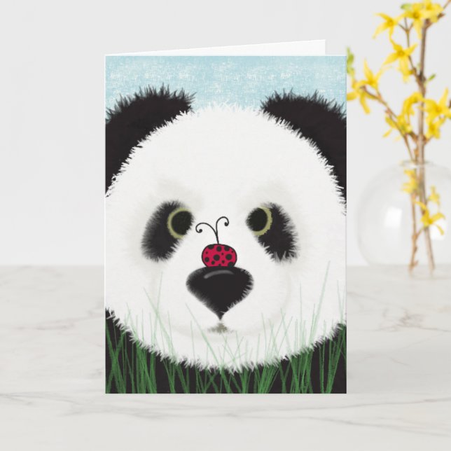 Adsible Panda Bear Kort (Gul blomma)