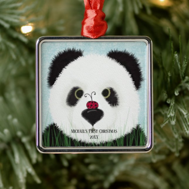 Adsible Panda Bear Metall Ornament (Träd)