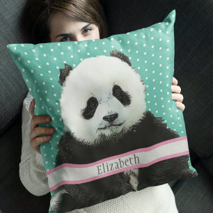 Adsible Panda Bear Namn Kids Room Animal Kudde