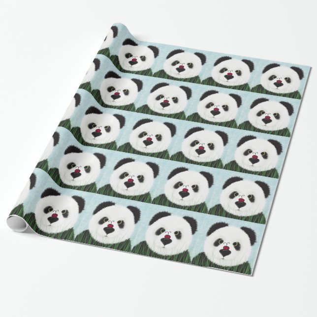 Adsible Panda Bear Presentpapper (Utrullad)