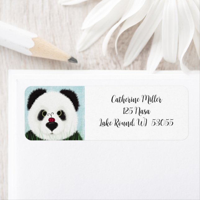 Adsible Panda Bear Returadress Etikett (Insitu)