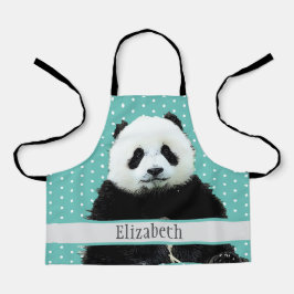 Adsible Panda Bear Teal Namn Kids Animal Apron