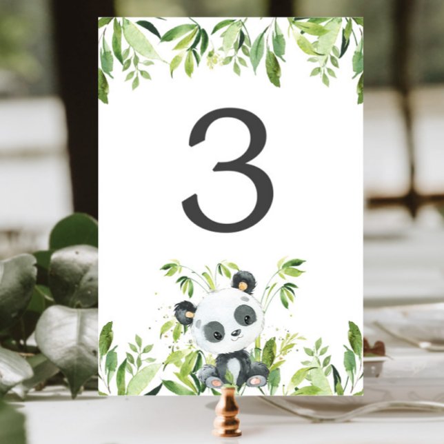 Adsible Panda Greenery Baby Shower Birthday Bordsnummer (Skapare uppladdad)