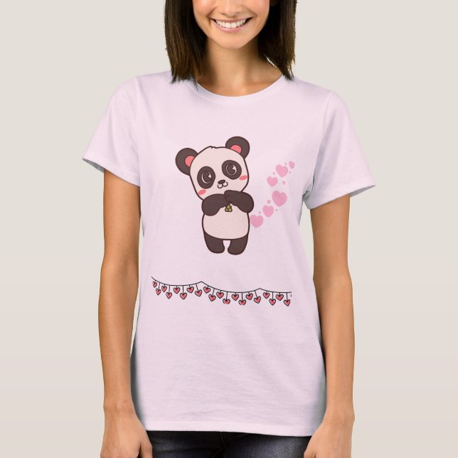 Adsible Panda Hug - Rosa Delight T Shirt (Framsida)