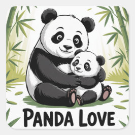 Adsible Panda Kärlek Back to school Fyrkantigt Klistermärke