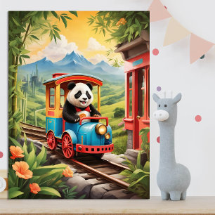 Adsible Panda Tåg Ride AI Art Poster