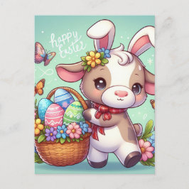 Adsible Påsk Cow Bunny Vykort
