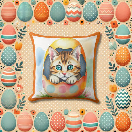Adsible Påsk Kitten in in Colorful Egg Kudde
