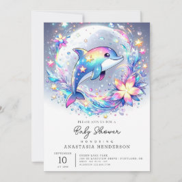 Adsible Pastel Dolphin Baby Shower Inbjudningar
