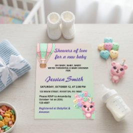 Adsible Pastel Rosa and Mint Grönt Baby Shower Inbjudningar