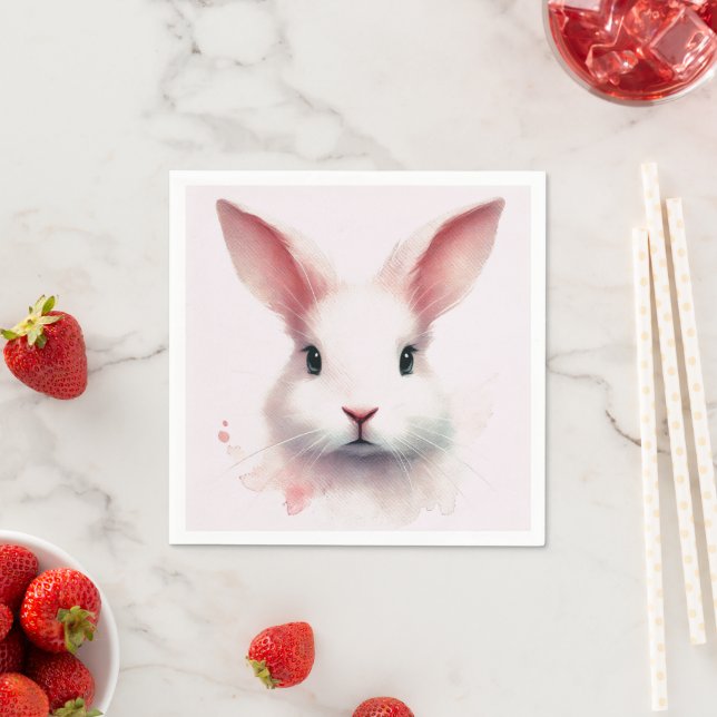 Adsible Pastel Rosa Bunny Papper Napkins Pappersservett (Insitu)