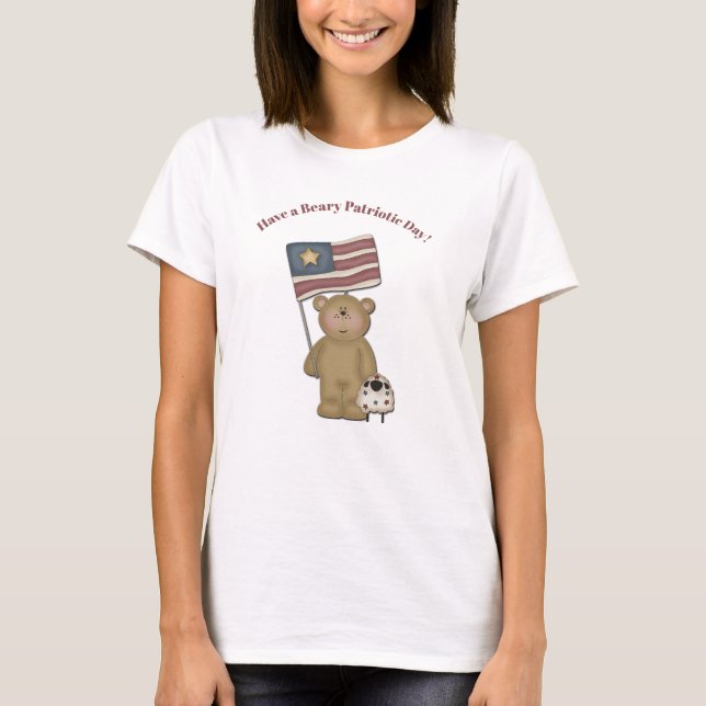 Adsible Patriotic Land Nalle och Lamb T-S T Shirt (Framsida)