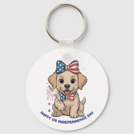 Adsible Patriotic Puppy 4:e juli Firande Nyckelring