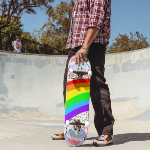 Adsible Penguin Clown and Rainbow Skateboard Board