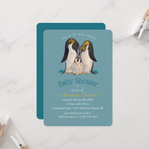 Adsible Penguin Family Baby Shower-inbjudan Inbjudningar